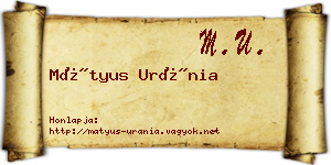 Mátyus Uránia névjegykártya