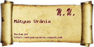 Mátyus Uránia névjegykártya